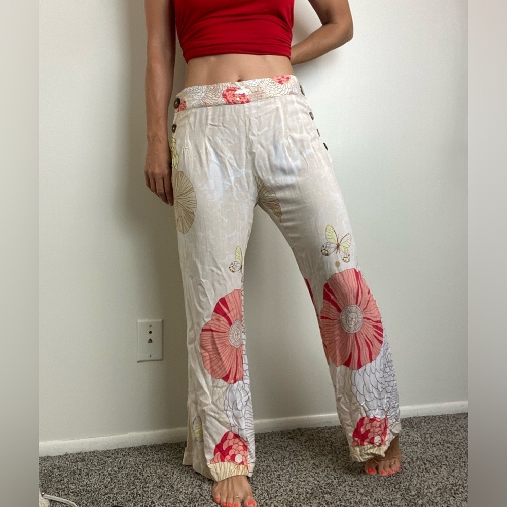 FARM RIO Floral Butterfly Print Pants size Small